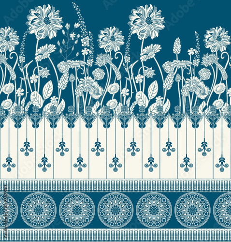 Obraz na płótnie seamless beautiful wallpaper cards border design floral leaf vintage ornament Victorian geometric ethnic print paisley pattern w salonie