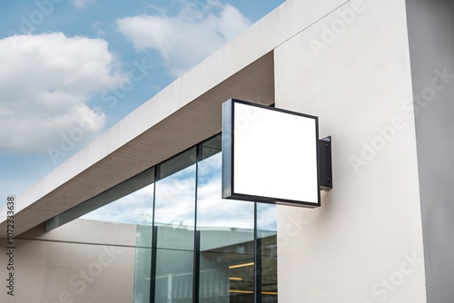 a minimalist architectural setting with a white building facade