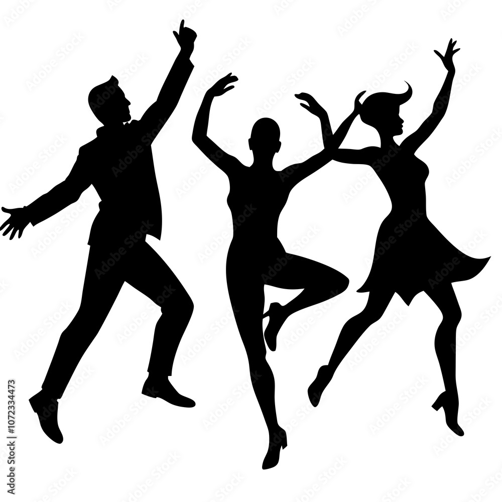 silhouettes of dancing people vector illustrations black vector silhouettes of dancing people vector illustrations black vector