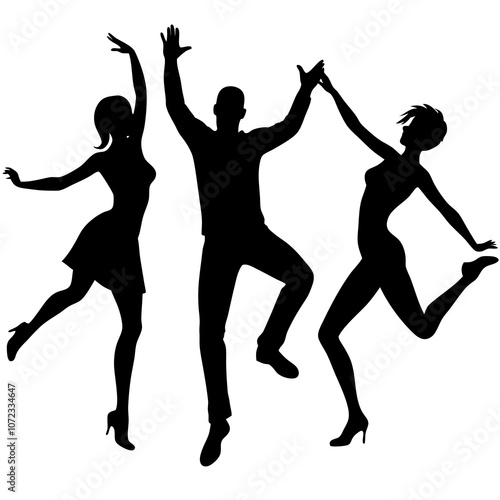 silhouettes of dancing people vector illustrations black vector