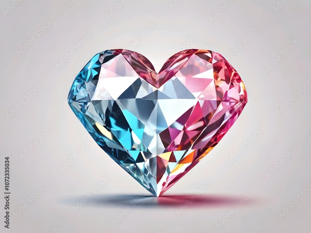 Fototapeta premium diamond heart isolated on white,Ai generated 
