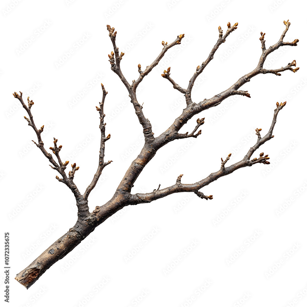 Minimalist Dry Branch on Clean White Background Minimalist Dry Branch on Clean White Background