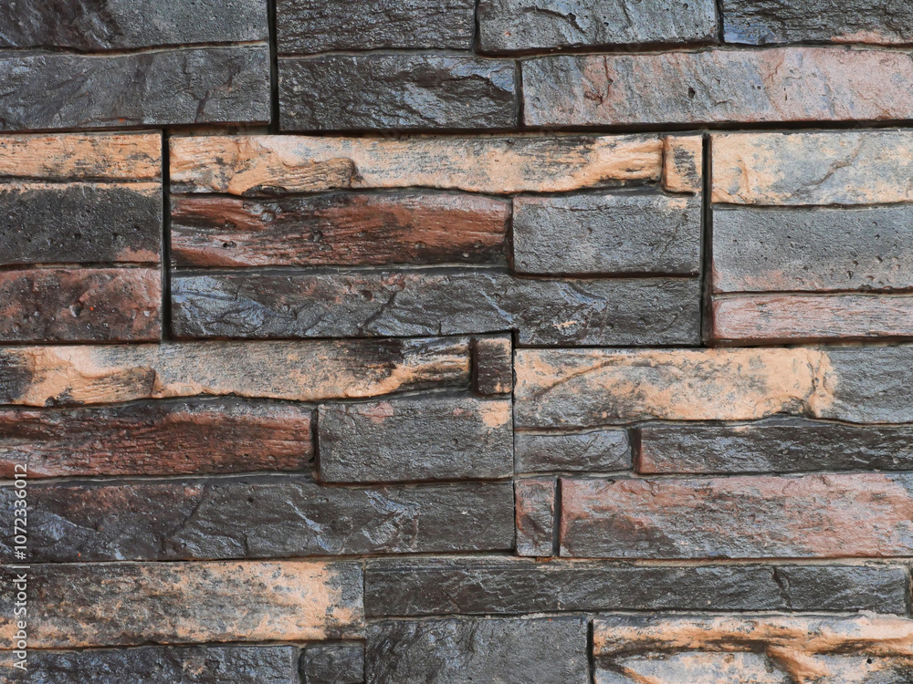 Fototapeta premium Stone Tiles with Surface Imitation of Multi-Layered Stone Wall