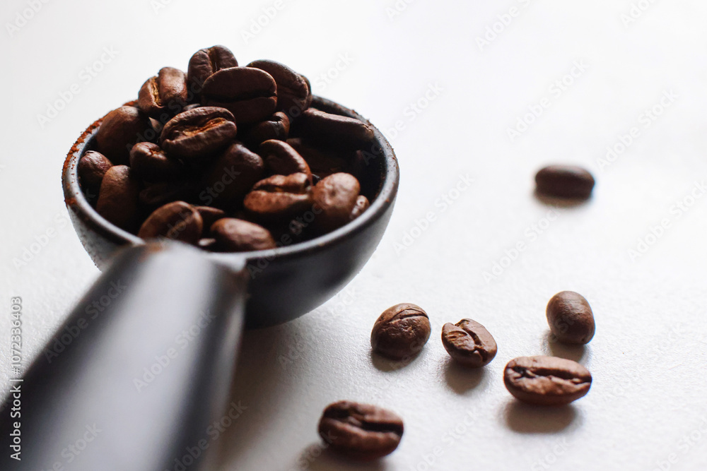 Roasted coffee bean isolated on white