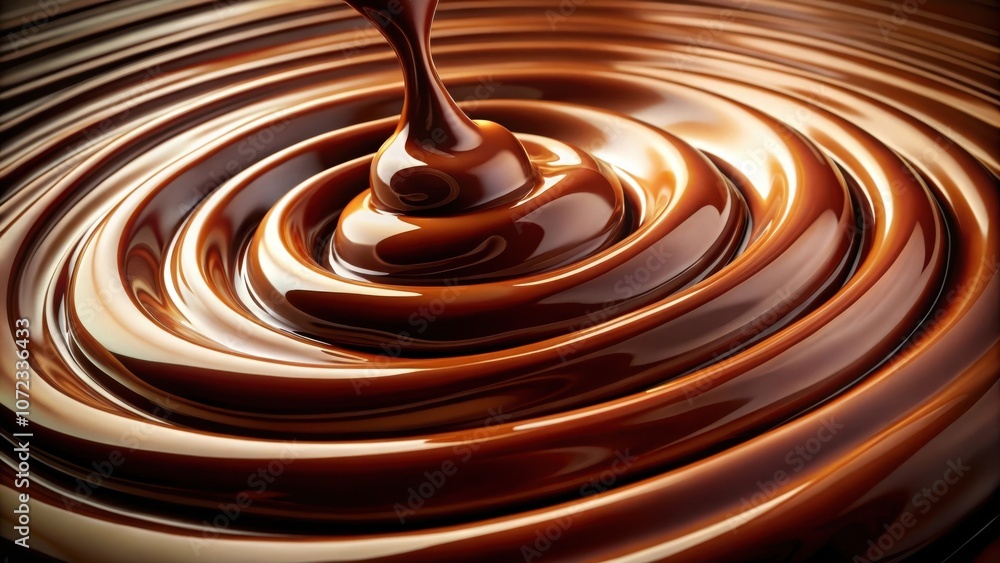 A decadent swirl of melted chocolate, rich and velvety, creating a mesmerizing pattern of smooth curves and ripples. A decadent swirl of melted chocolate, rich and velvety, creating a mesmerizing pattern of smooth curves and ripples.