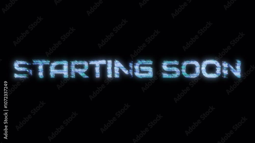 Starting soon neon digital text animation suitable for video live streaming. Animated neon starting soon text on a transparent background, advertising next business concept. Looped Glowing Light 4K. Starting soon neon digital text animation suitable for video live streaming. Animated neon starting soon text on a transparent background, advertising next business concept. Looped Glowing Light 4K.