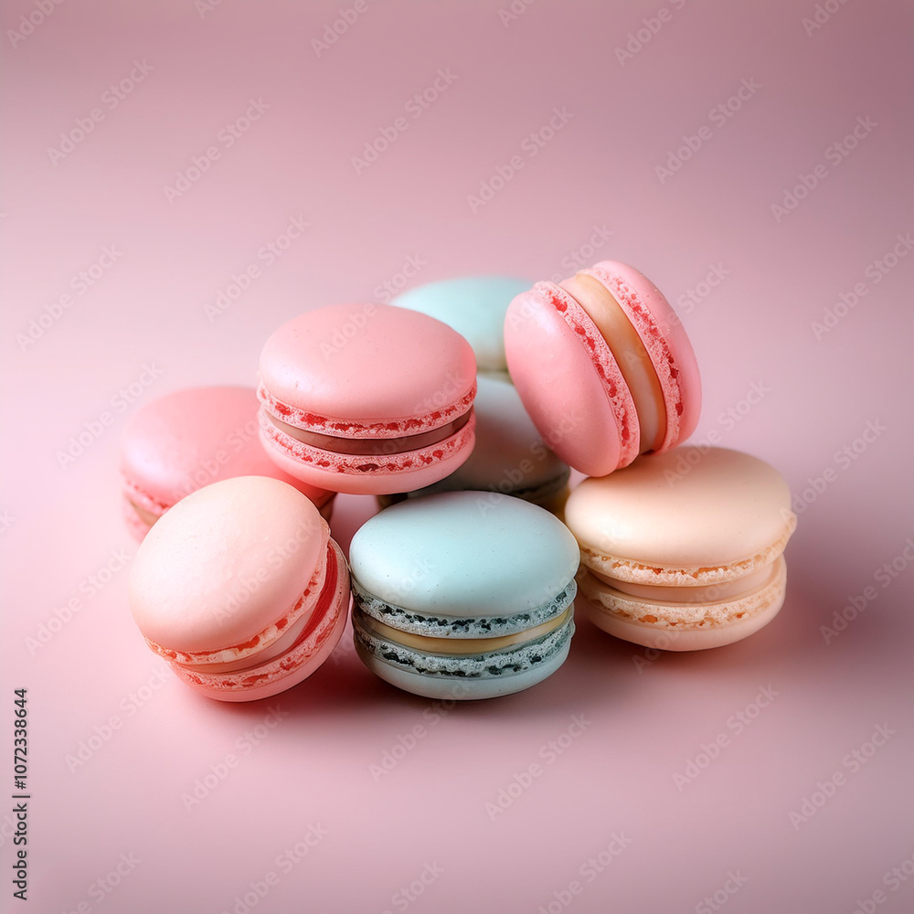 Macarons, isolated on a Pastel Macarons, isolated on a Pastel