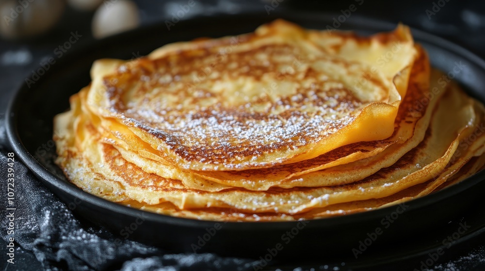 Pancake being cooked in the pan Pancake being cooked in the pan