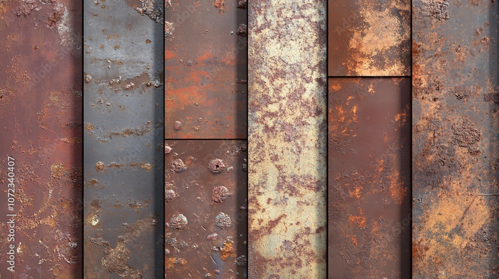 Close-up of a Rusted Metal Surface with Various Patterns and Textures Close-up of a Rusted Metal Surface with Various Patterns and Textures