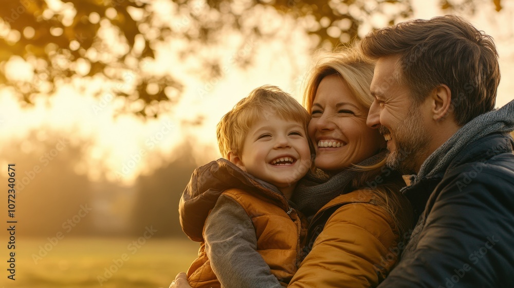 happy family enjoying autumn day together happy family enjoying autumn day together