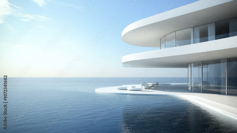 A modern, luxurious house overlooking a serene sea, showcasing sleek lines and large glass windows that invite natural light. A modern, luxurious house overlooking a serene sea, showcasing sleek lines and large glass windows that invite natural light.