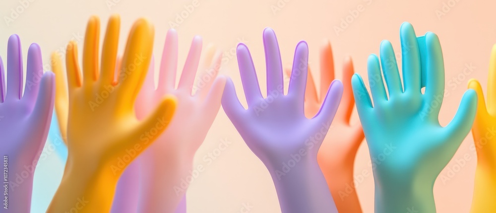 Fototapeta premium Colorful rubber gloves in various pastel shades
