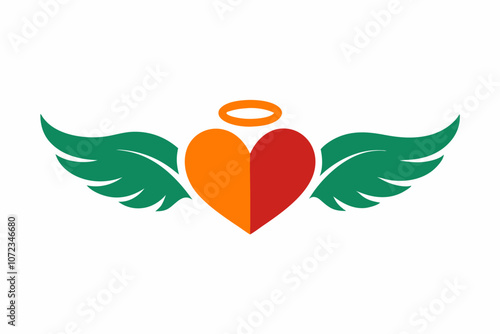 Heart with Angel Wings Vector Illustration for Love and Spiritual Themes