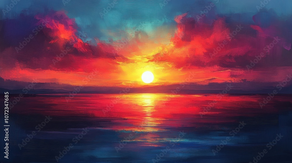 Fototapeta premium Sunset painting backgrounds abstract.
