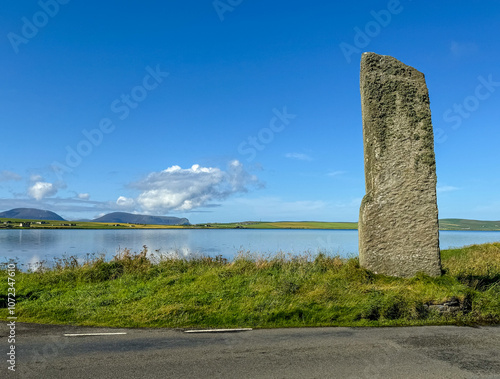 Orkney, Scotland - August 6, 2024: The Standing Stones of Stenness on the island of Orkney in Scotland
 photo