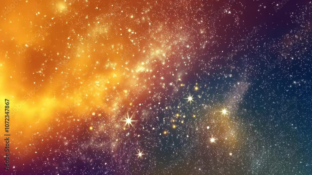 A colorful nebula glows in the night sky, filled with countless stars A colorful nebula glows in the night sky, filled with countless stars
