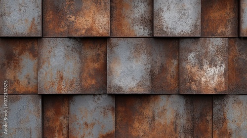 A Close-Up View of Rusted Metal Tiles