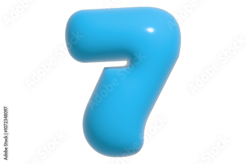 a blue number seven on transparent background