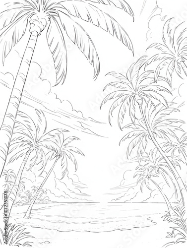 Wallpaper Mural Lilting palm trees on a tropical beach at sunset Torontodigital.ca