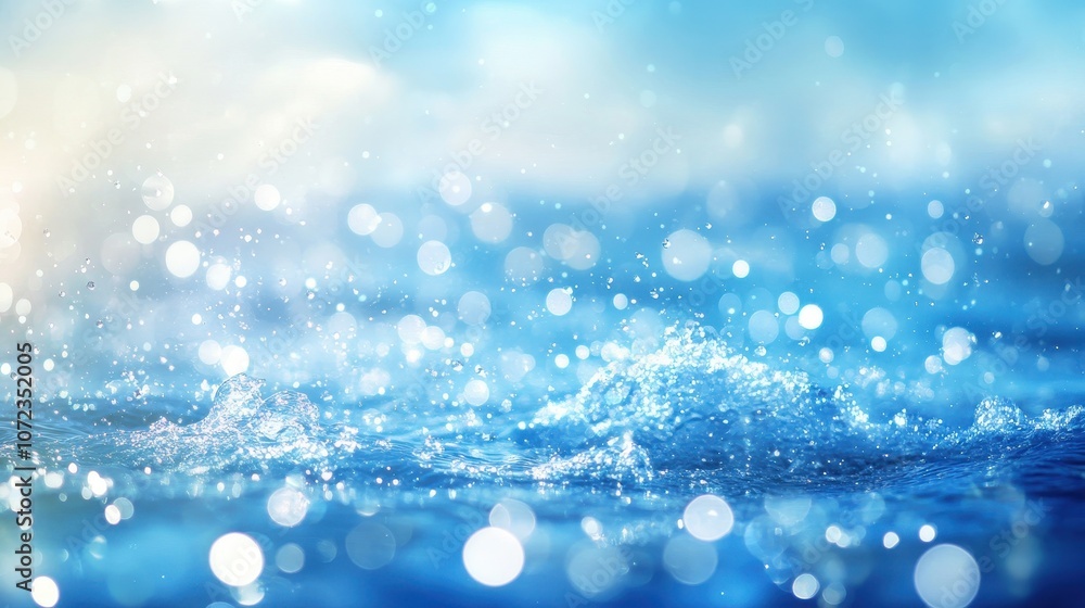 Water surface texture with bubbles and splashes that is defocused blurring transparent blue in color. Trendy abstract background of nature. The sea ripples in the sunlight with copy Water surface texture with bubbles and splashes that is defocused blurring transparent blue in color. Trendy abstract background of nature. The sea ripples in the sunlight with copy