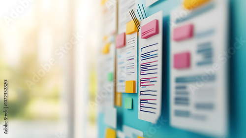 Enhance your design process by organizing colorful website wireframes on a collaborative wall photo