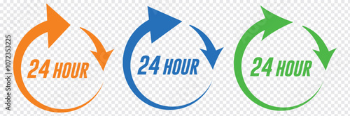24 hour service icon. 24 hours icon. 24 hours order execution or delivery service icon. 24 hours icon flat style on a white background.