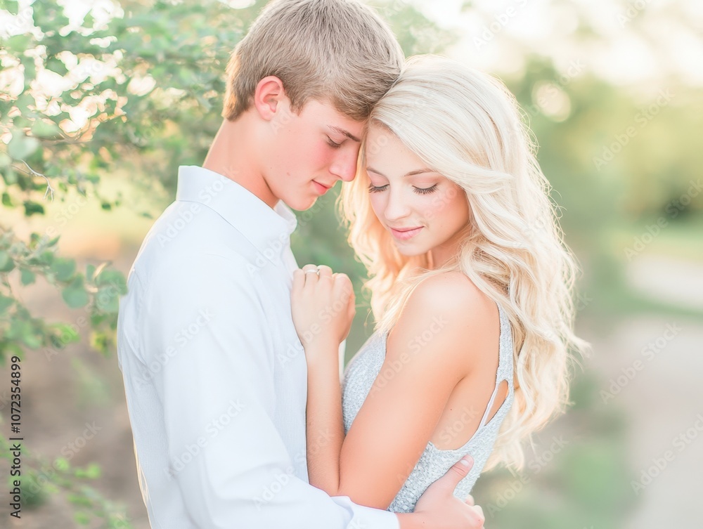 Fototapeta premium Romantic couple embracing in nature