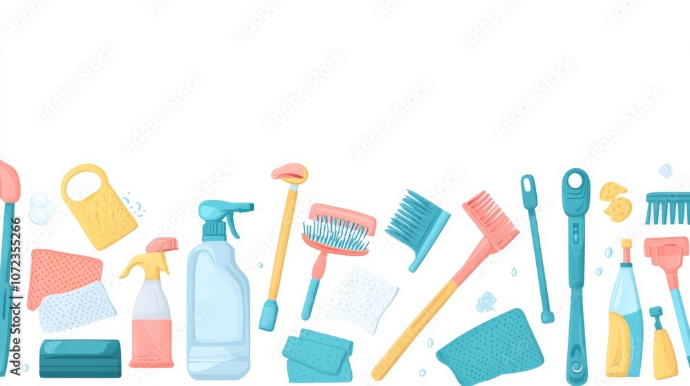 Cleaning Supplies Seamless Pattern: A cheerful and colorful collection of cleaning supplies in a seamless pattern, perfect for adding a touch of whimsy to your cleaning-related projects. Cleaning Supplies Seamless Pattern: A cheerful and colorful collection of cleaning supplies in a seamless pattern, perfect for adding a touch of whimsy to your cleaning-related projects.