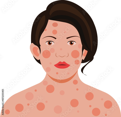 Skin Allergy.  woman suffering skin problems, such as allergies, psoriasis, eczema, dryness, redness. Virus disease