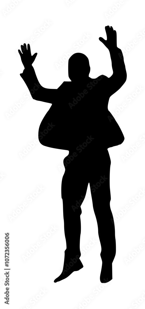 Fototapeta premium Person In Suit Jumping Silhouette