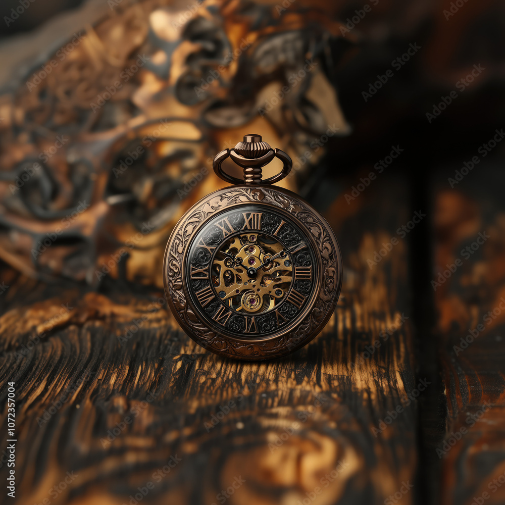antique pocket watch on a wooden background antique pocket watch on a wooden background