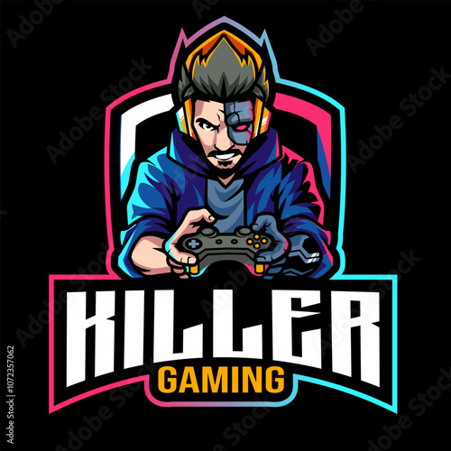 cyborg gamers mascot logo design vector with modern illustration concept