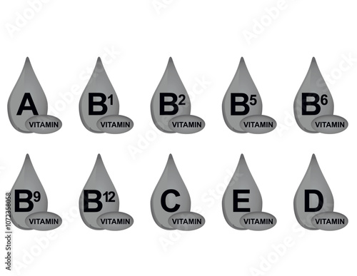 Vitamin complex set. vector illustration