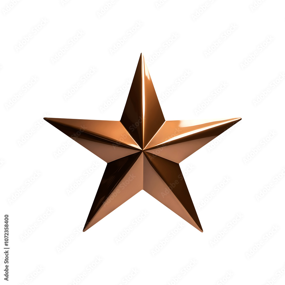 Obraz premium metal bronze glossy star isolated on white background cutout PNG