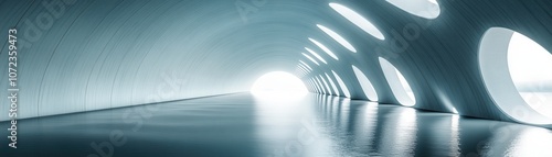 An abstract view of a modern architectural tunnel, illuminated with soft light. Perfect for showcasing innovative design concepts.