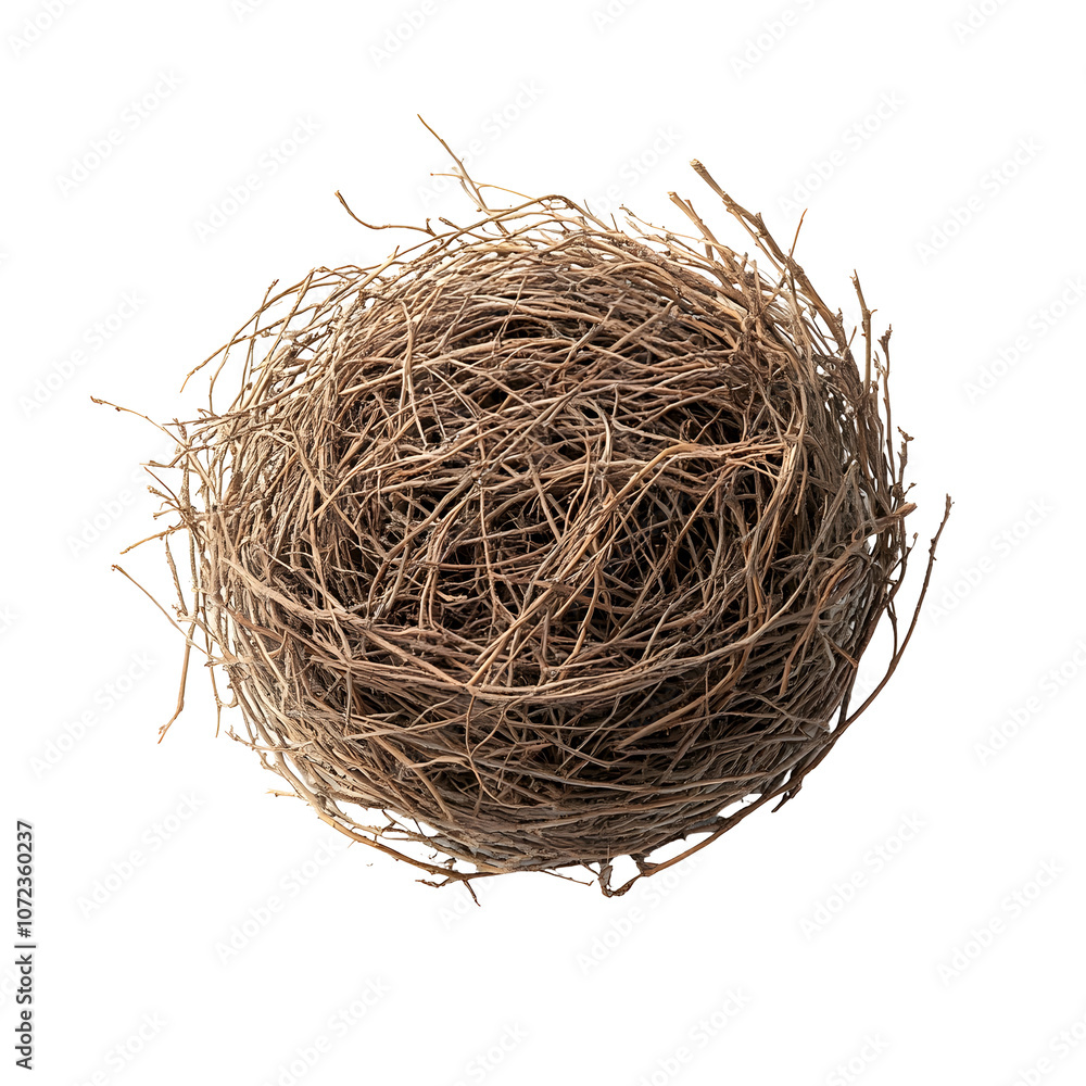 Intricate and Delicate Twig Nest on Clean White Background Intricate and Delicate Twig Nest on Clean White Background