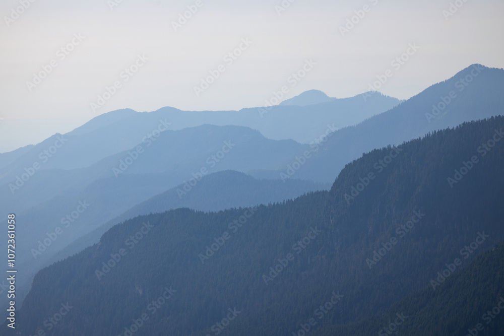 Layers of Mountain Ridges in the Mt. Baker-Snoqualmie National Forest in Washington Layers of Mountain Ridges in the Mt. Baker-Snoqualmie National Forest in Washington