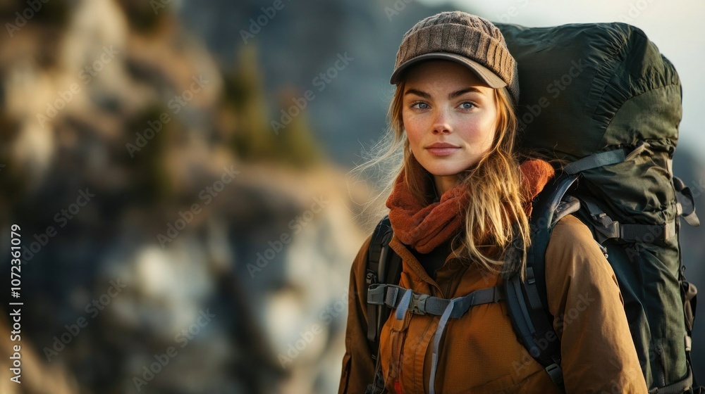 Adventurous Woman on a Mountain Hike Adventurous Woman on a Mountain Hike