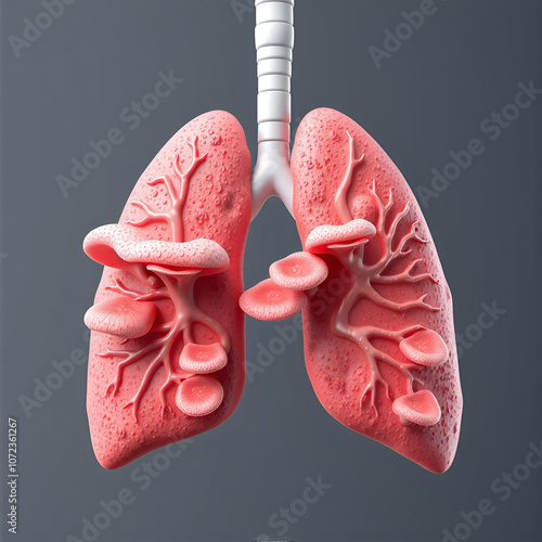 Pulmonary blastomycosis, 3D illustration photo