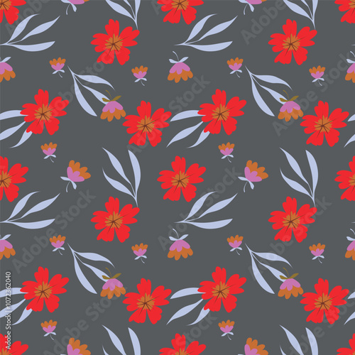 Cute feminine watercolor seamless pattern with wildflowers.hand drawn