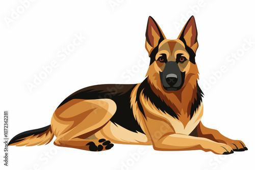 Shepard dog isolated on white background vector art illustration