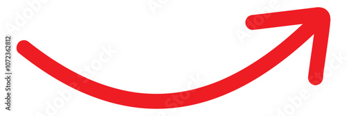 Curved Long arrow icon. long line arrow vector. flat style Arrow symbol. Red curve arrow icon vector. Red long curve arrow icon illustration. long arrow illustration.