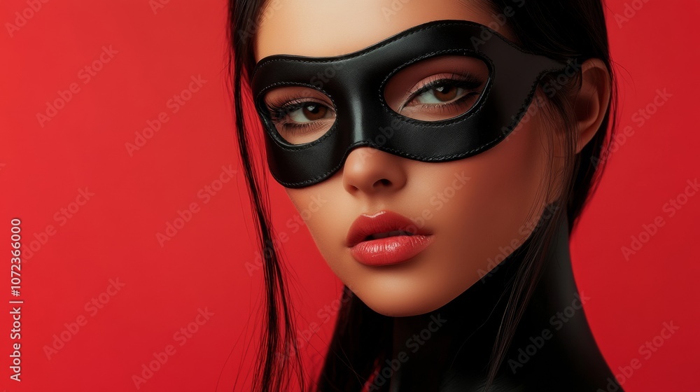 beautiful woman with a black mask with dark background beautiful woman with a black mask with dark background