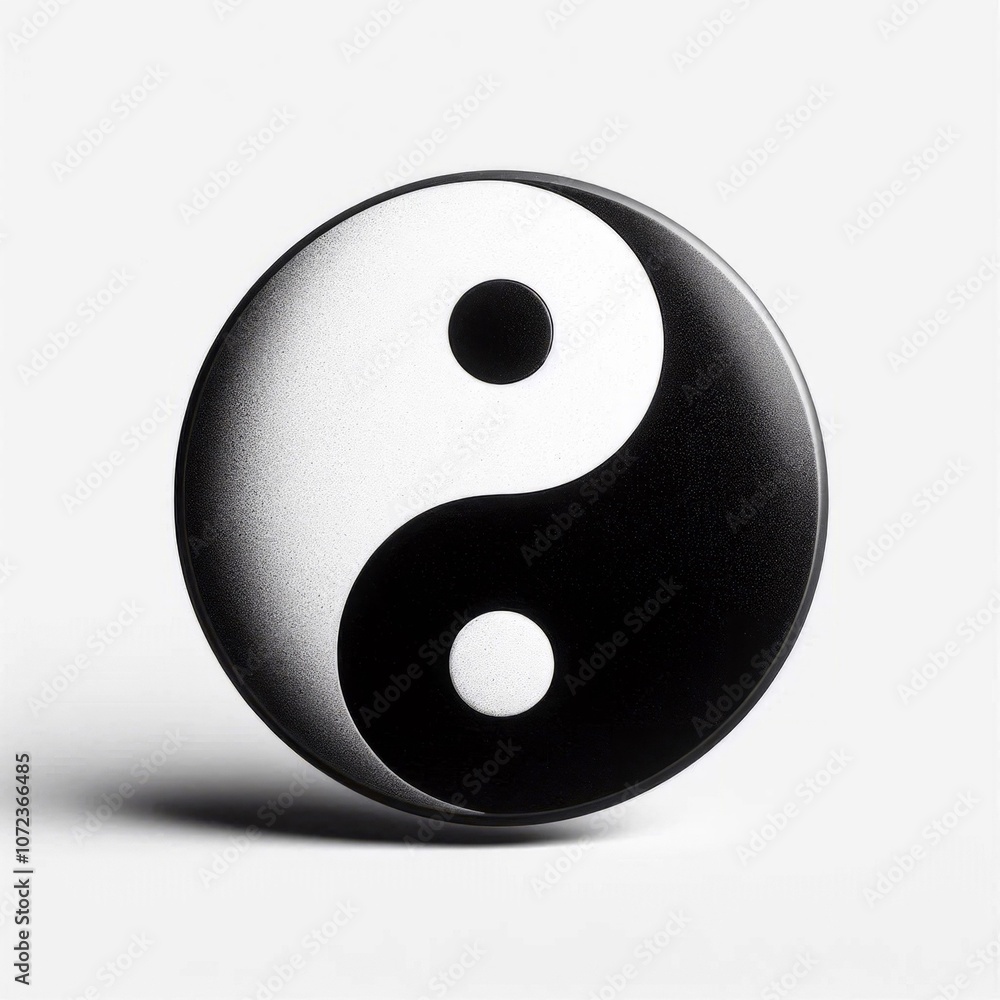 A black and white Yin Yang symbol against a white background. Generated with AI.
A black and white Yin Yang symbol against a white background. Generated with AI.