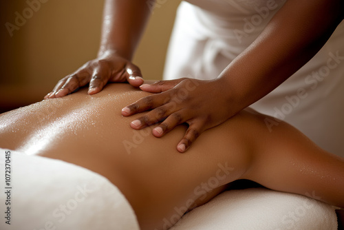 Wallpaper Mural young woman enjoys relaxing massage in serene spa environment, enhancing her well being and tranquility. soothing atmosphere promotes relaxation and rejuvenation Torontodigital.ca