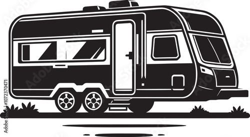 Caravan camper vehicle silhouette vector illustration isolated on a white background