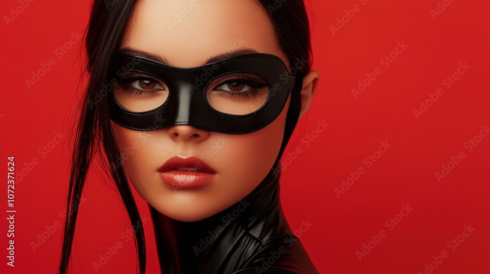 beautiful woman with a black mask with dark background beautiful woman with a black mask with dark background