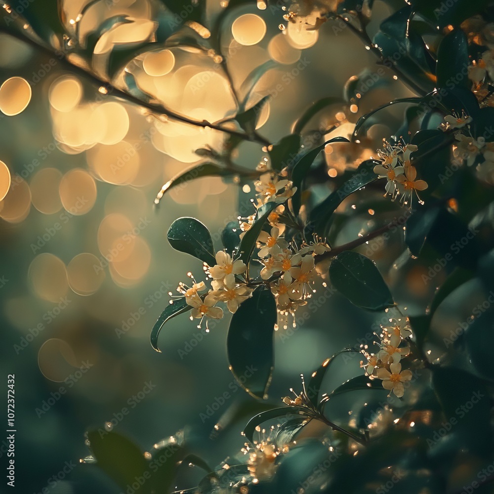 Osmanthus fragrans scattered dewy fresh 