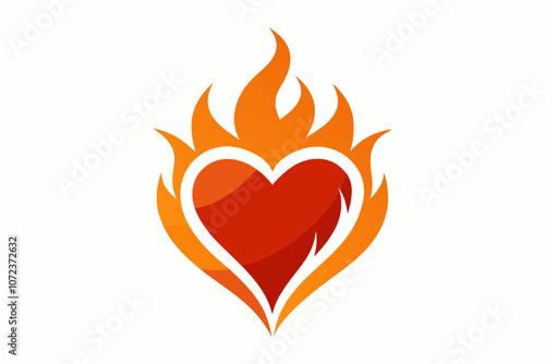 Heart with Flames Vector Illustration for Love and Passion Designs