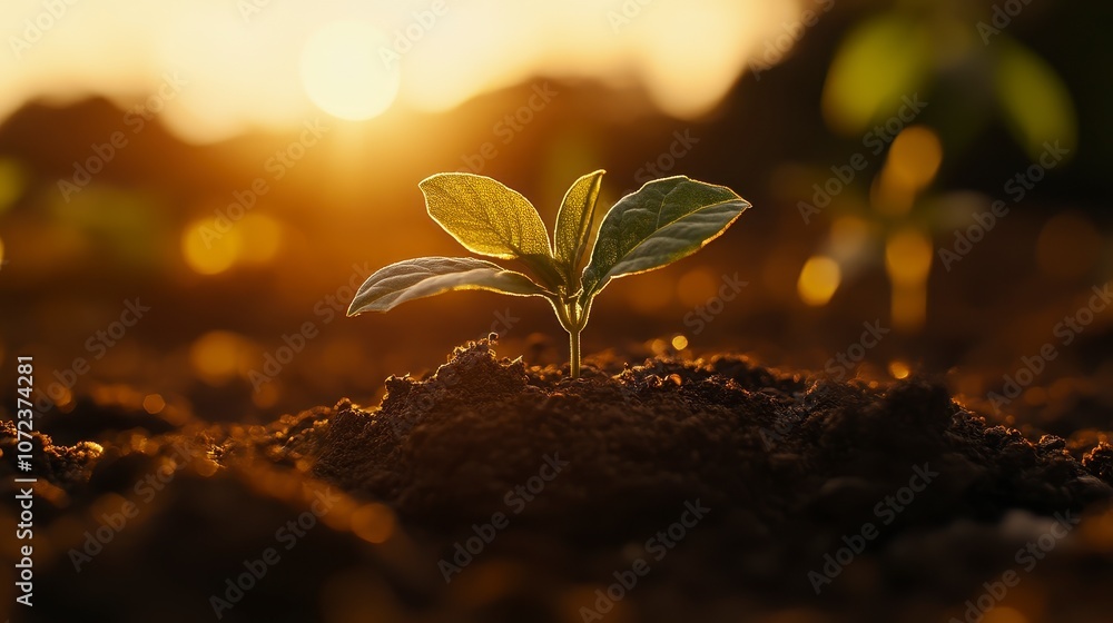 A Fresh Green Seedling Emerging from Rich Soil with Soft Sunlight in the Background, Symbolizing Growth, Hope, and New Beginnings in Nature A Fresh Green Seedling Emerging from Rich Soil with Soft Sunlight in the Background, Symbolizing Growth, Hope, and New Beginnings in Nature
